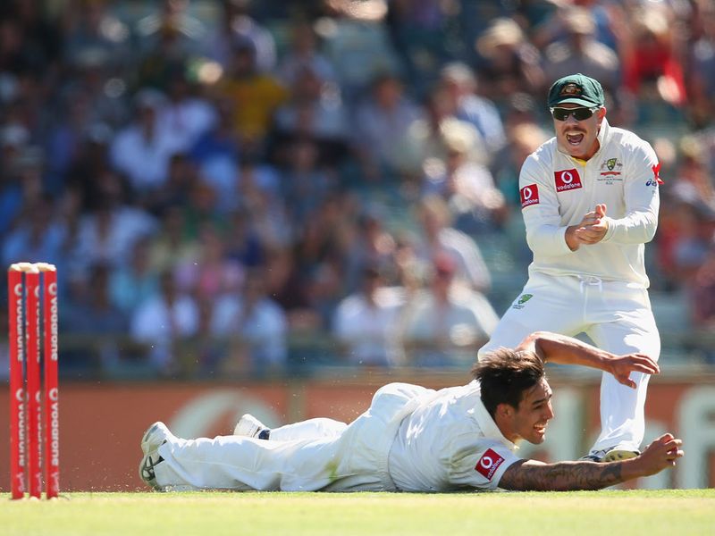 Johnson took a great catch off his own bowling to dismiss Alviro Petersen after tea, the score 28/1.