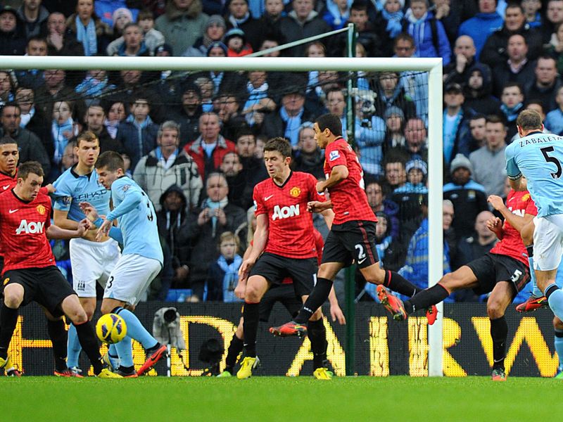 Pablo Zabaleta drills home to level things up at the Etihad