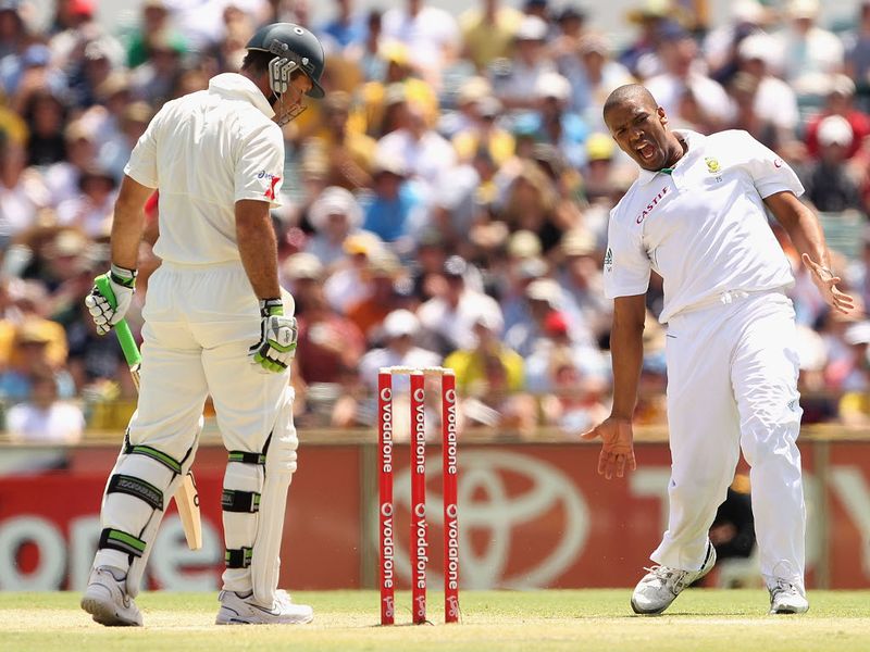 ...but could only make four runs before being trapped LBW by Vernon Philander.