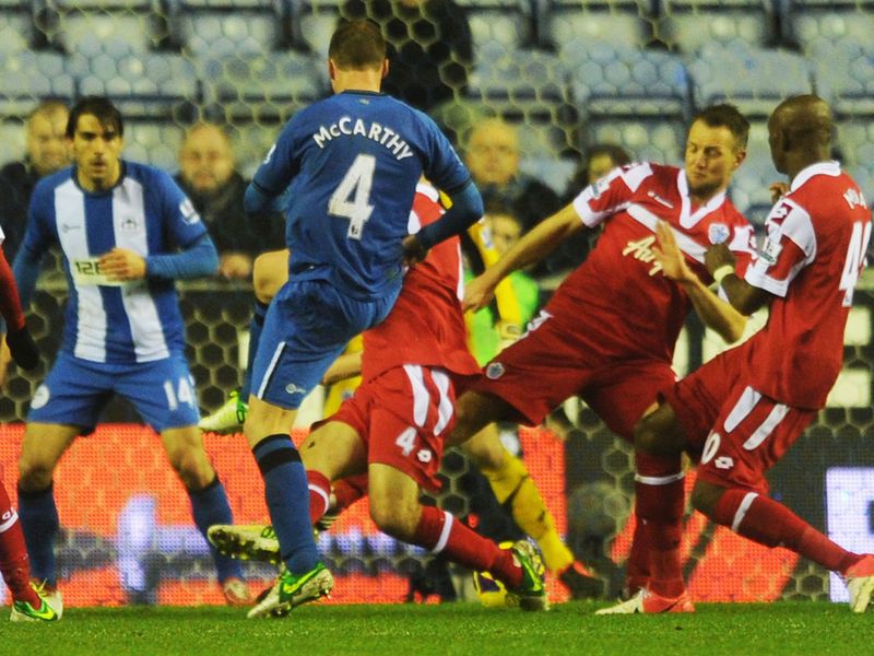 QPR's lead is short-lived, Wigan equalise three minutes later when Jean Beausejour crosses from the left and James McCarthy pokes home for his second.