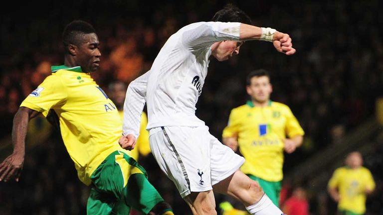 Gareth Bale: Beats the Norwich defence to score the leveller