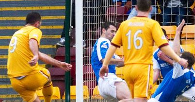 Michael Higdon: Scores his second goal against St Johnstone