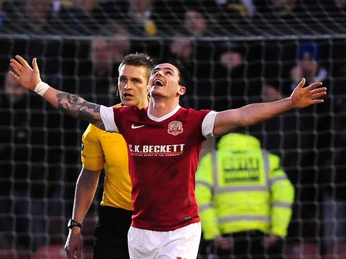 Chris Dagnall celebrates his goal for Barnsley