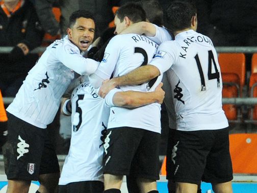 Fulham celebrate Brede Hangeland's extra-time goal