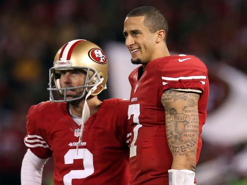 Kaepernick with kicker David Akers&nbsp;