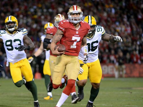 Colin Kaepernick dashes in for an early touchdown
