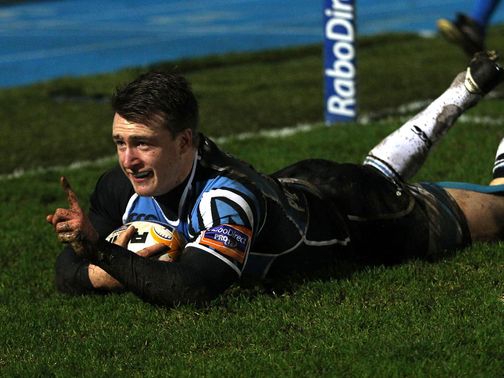 Stuart Hogg celebrates for Glasgow