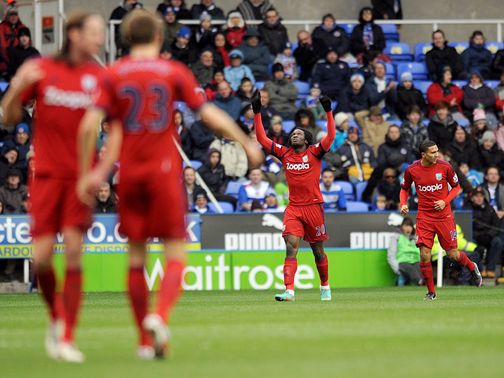 Romelu Lukaku points to the skies after firing West Brom into the lead at Reading&nbsp;