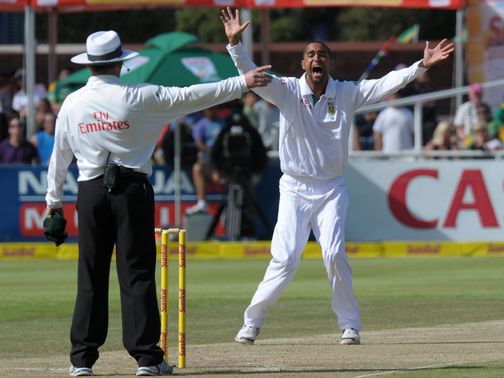 Robin Peterson gets the wicket of Brendon McCullum