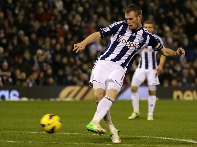Chris Brunt pulls a goal back for West Brom