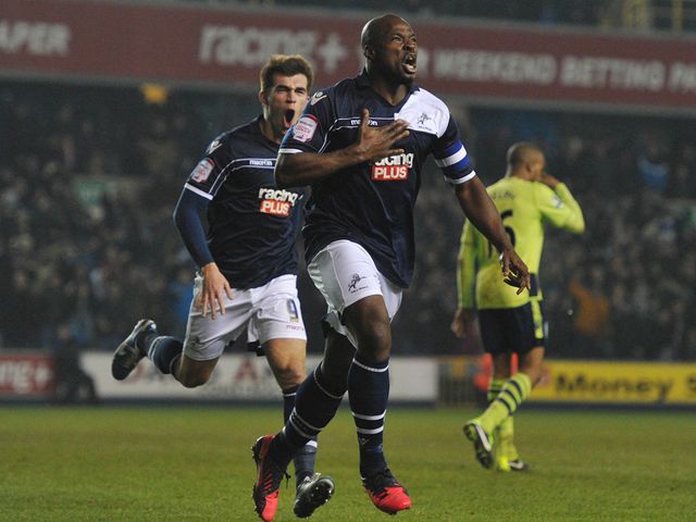 Danny Shittu celebrates Millwall's leveller