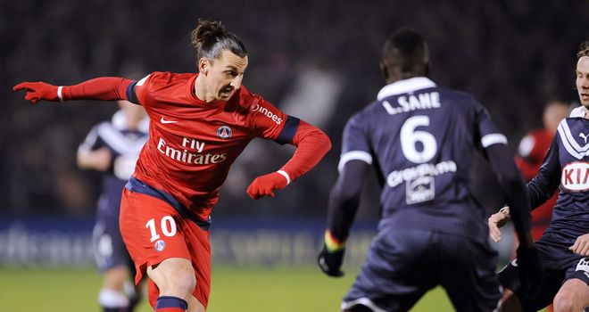 Zlatan Ibrahimovic in action for PSG.