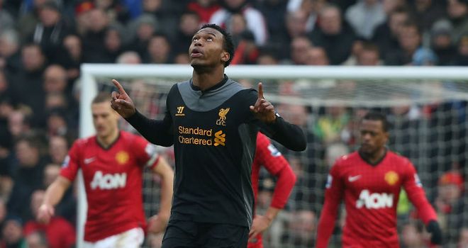 Daniel Sturridge celebrates after pulling a goal back for Liverpool