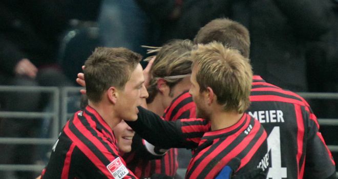 Eintracht Frankfurt celebrate during the victory