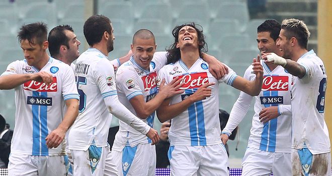 Edinson Cavani: Celebrates finding the net