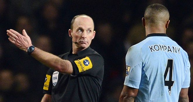 Vincent Kompany: Sent off by referee Mike Dean 76 minutes into Manchester City's 2-0 win at Arsenal.