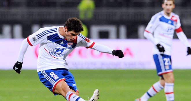Yoann Gourcuff has a shot at goal for Lyon