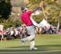 Russell Henley: Celebrates a birdie at the 18th