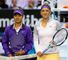 Li Na and Victoria Azarenka line up before the women's singles final