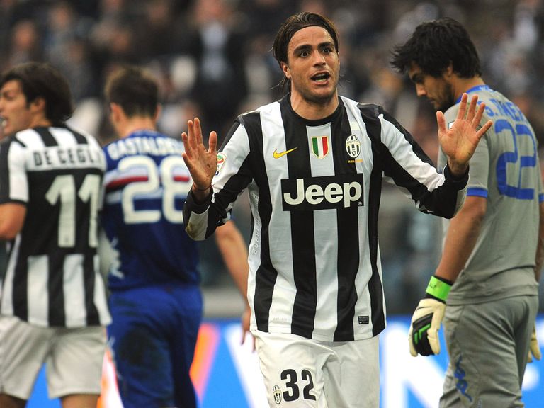 Alessandro Matri reacts during Juventus' defeat to Sampdoria