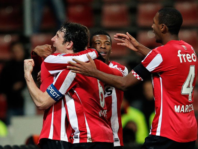 Mark van Bommel celebrates for PSV Eindhoven