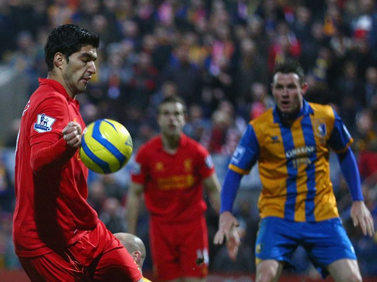 Luis Suarez: Handled before scoring at Mansfield