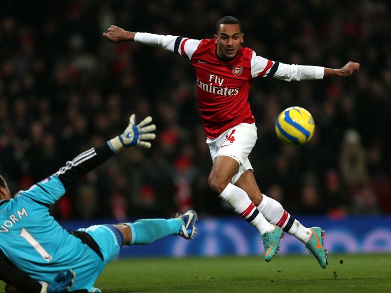 Walcott goes agonisingly close to the opening goal as this second half chip rolls inches wide