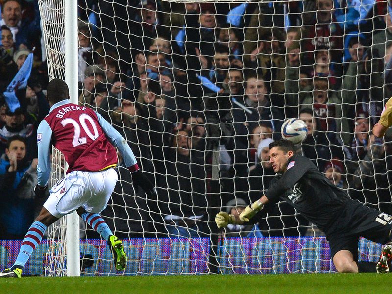 Aston Villa make the most of their early attacking play as Christian Benteke reduces the aggregate deficit with this clinical finish