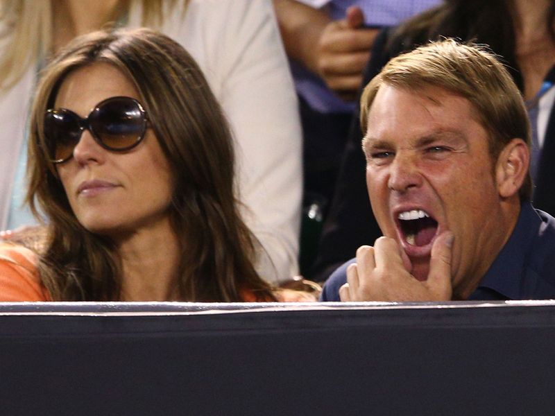 Liz Hurley and Shane Warne just about managed to stay awake for the late matches.