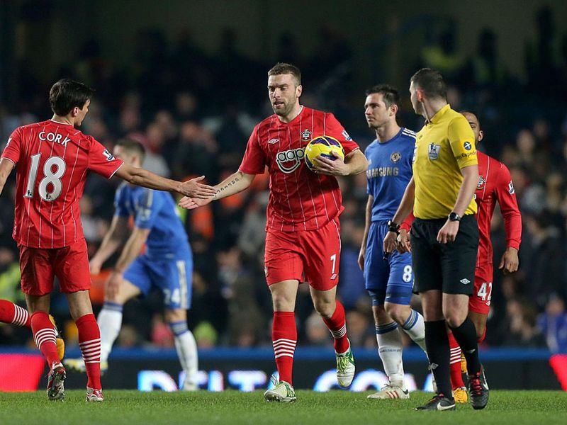 Rickie Lambert comes off the bench in the second half to pull a goal back for the Saints