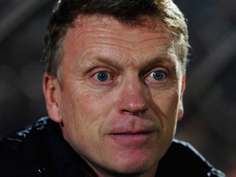 Everton manager David Moyes watches the action unfold
