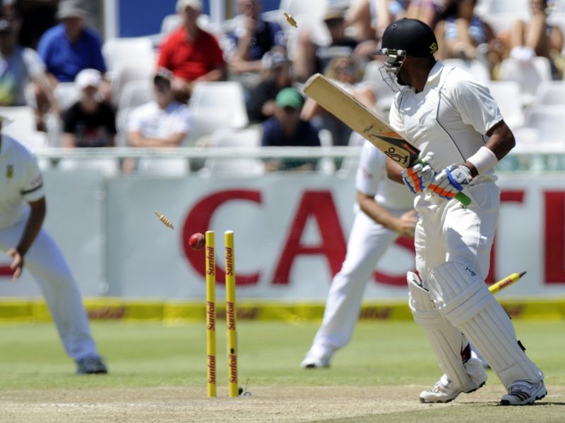 Jeetan Patel was bowled by Dale Steyn...