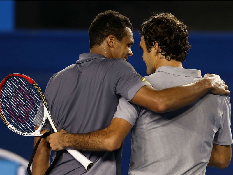 Federer was taken to the limit but came through to claim a 7-6 4-6 7-6 3-6 6-3 win