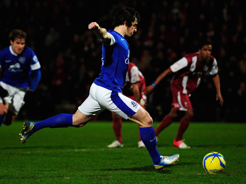 Baines drills home the second from the penalty spot