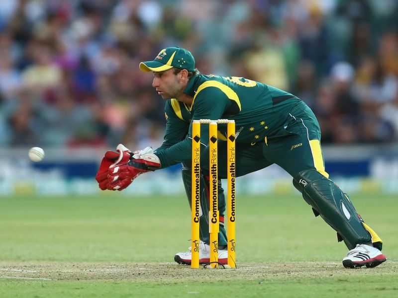 Hughes had to take over the gloves when Haddin left the field with a hamstring injury.