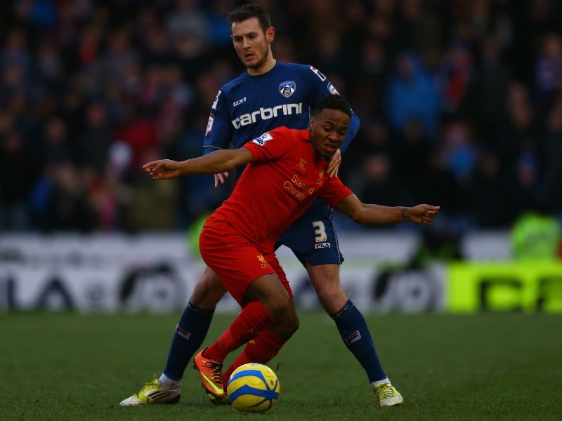 Derby clash: Raheem Sterling competes with Jonathan Grounds