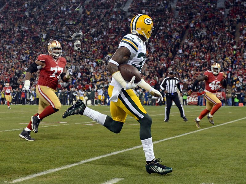 Colin Kapernick made a bad start to his first play-off game as he threw a pick six to Sam Shields...