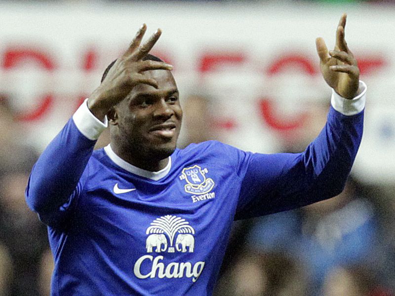 Anichebe celebrates his goal, which secured a 2-1 win for the Toffees