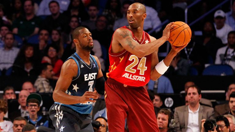 Kobe Bryant (R) and Dwayne Wade at last year's All-Star Game