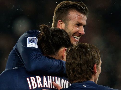 David Beckham is at the heart of the PSG celebrations