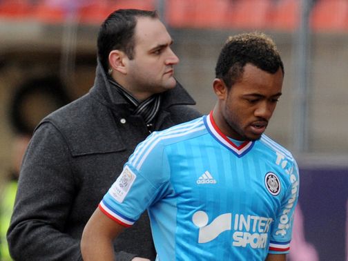 Marseille's Jordan Ayew trudges off