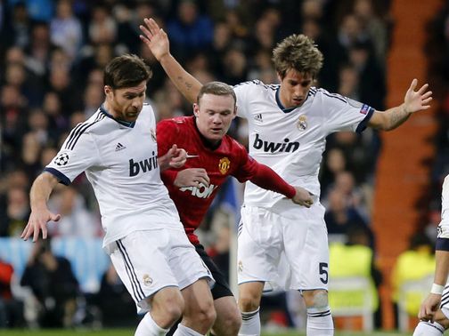 Xabi Alonso: In action in the first leg against Manchester United