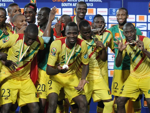 Mali celebrate finishing third at the Africa Cup of Nations