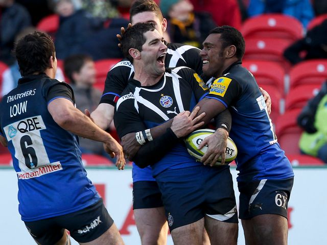 Stephen Donald celebrates at Gloucester