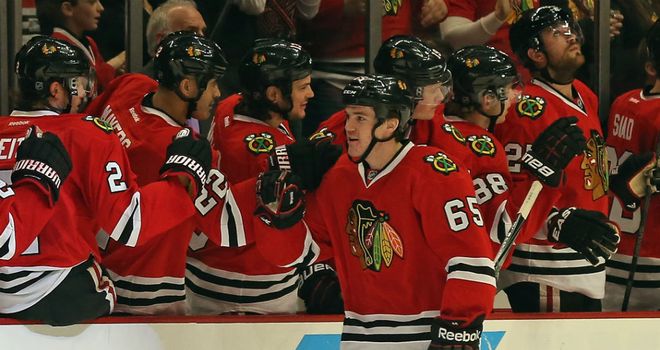 Andrew Shaw is congratulated after his winning strike