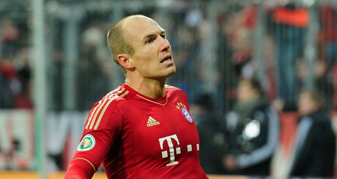 Arjen Robben: Celebrates his goal against Dortmund in the German Cup