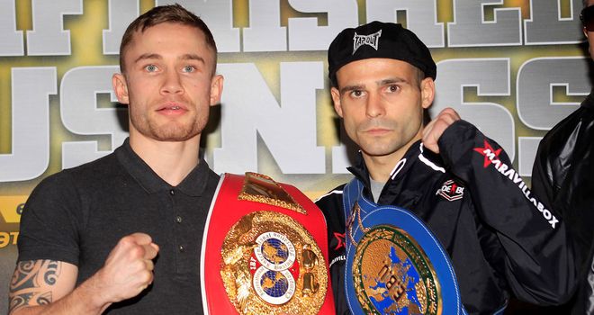 Carl Frampton (L) hit back at the comments of Martinez