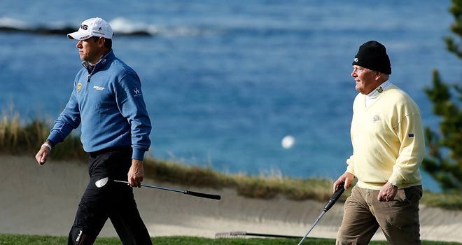 Lee Westwood (L) delighted to be playing alongside his father John (R) this week