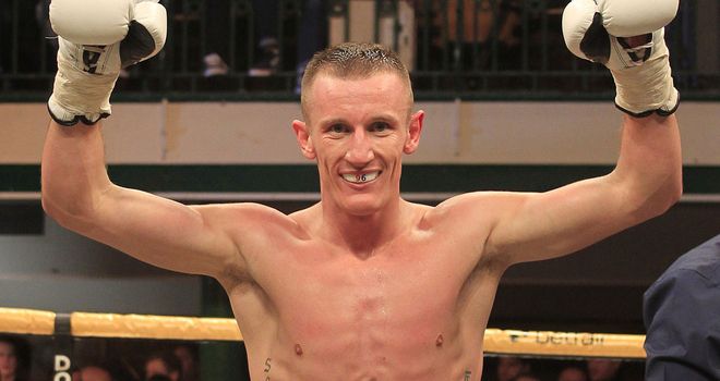 Tom Stalker celebrates victory on his professional debut