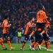 Shakhtar Donetsk celebrate after Darijo Srna's free-kick gives the hosts the lead against Borussia Dortmund